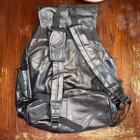 Vintage Patched Leather Multi Pocket Backpack - Picture 7 of 15